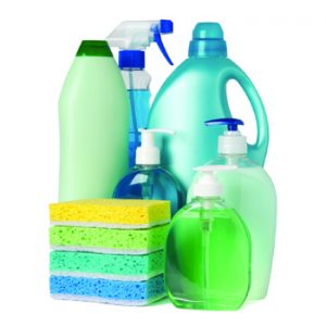 A nexus representative showcasing a variety of cleaning products.
