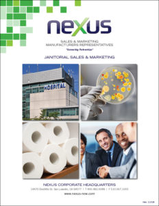 Sales & marketing brochure for Nexus showcasing Nexus-Now services and featuring manufacture representatives.