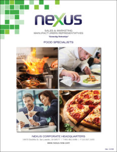 The nexus-now food specialties brochure cover featuring a manufacture representative.