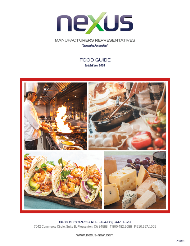 A promotional cover for a food guide showing various culinary scenes including cooking, fresh ingredients, and prepared dishes.